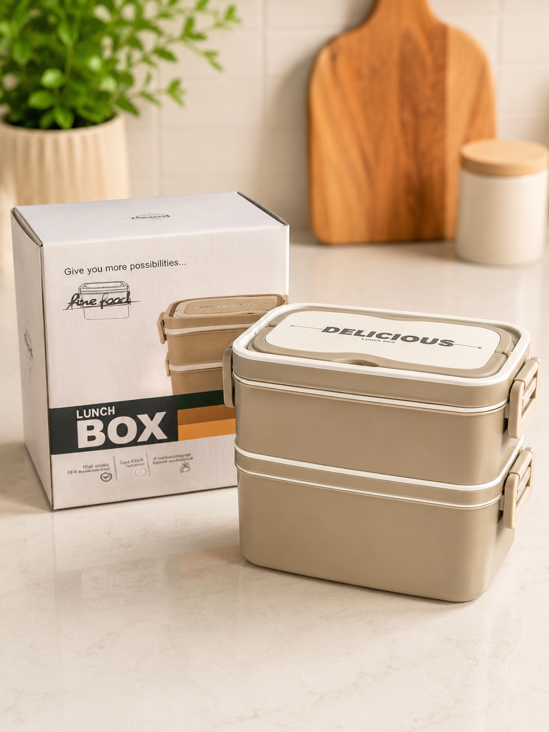 Double Layer Lunch Box with Secure Locking Clips – Portable Food Storage Container