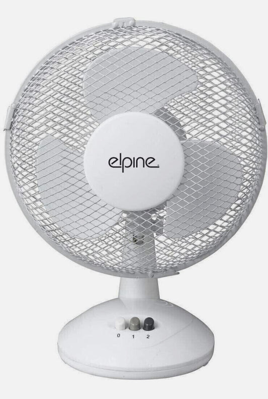 Elpine 12” Oscillating Desk Fan – 30cm 3 Speed Table Fan White