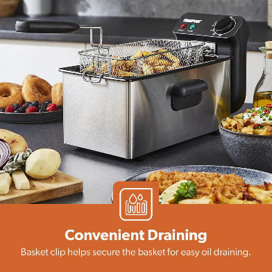 3L STAINLESS STEEL DEEP FAT FRYER WITH VIEWING WINDOW