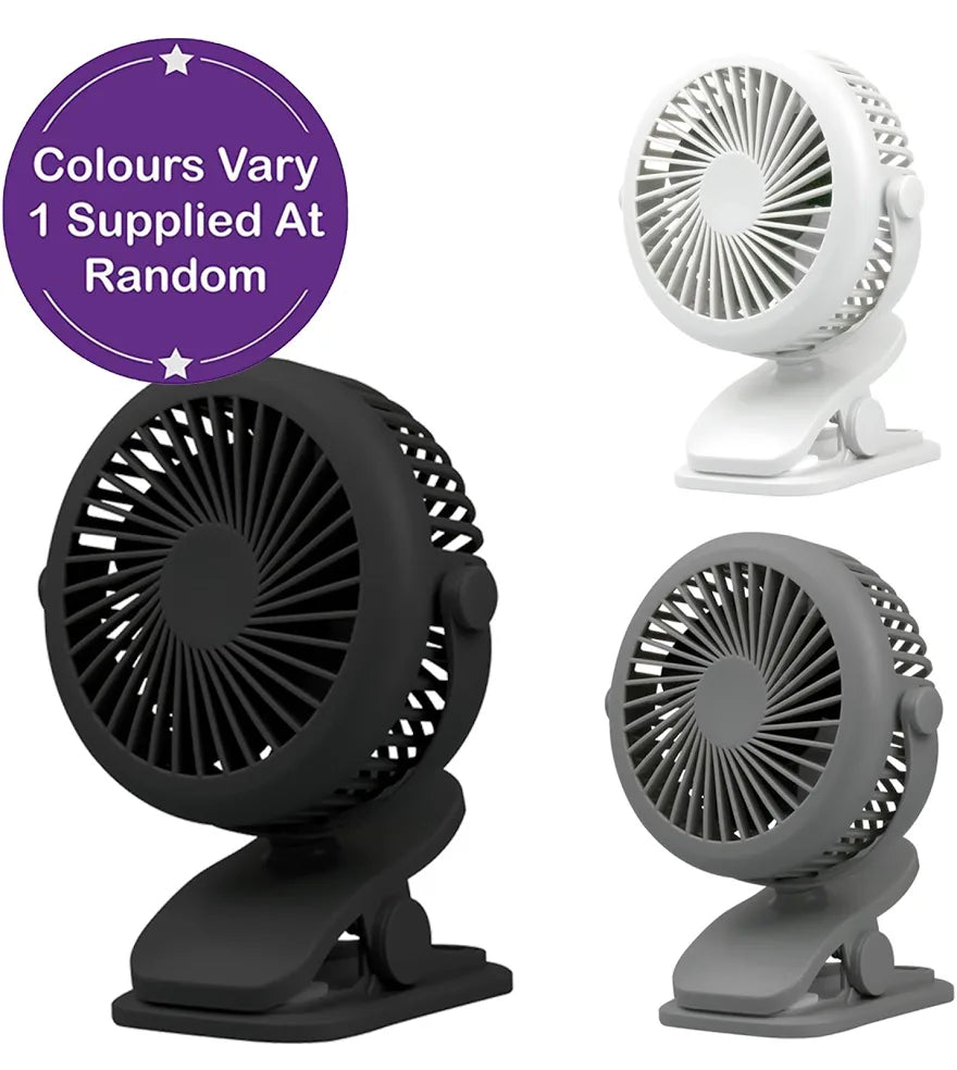 OXYcool Rechargeable Clip-On Tilt Fan – USB Portable Fan with 3 Speeds