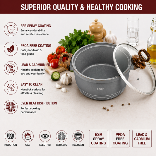 🍳 10-Piece Granite Non-Stick Cookware Set – Grey