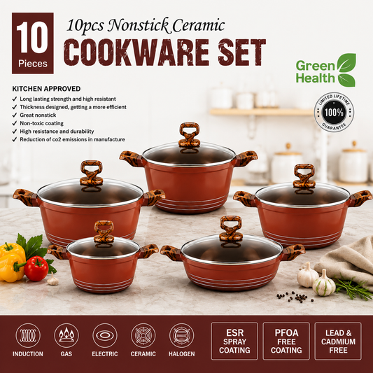 10-Piece Premium Non-Stick Ceramic Cookware Set