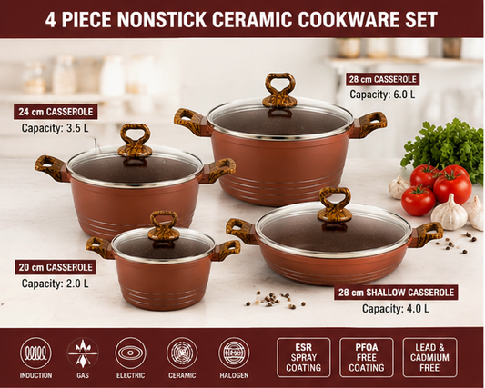 🍳 Premium Non-Stick Ceramic Cookware Set – Terracotta