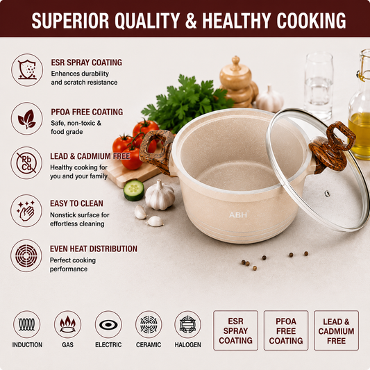 🍳 Premium Non-Stick Ceramic Cookware Set – Cream