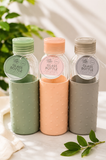500ml Glass Water Bottle with Textured Silicone Sleeve – Reusable Drinking Bottle