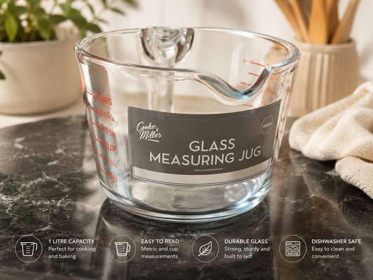 Cooke & Miller 1L Glass Measuring Jug – Heat Resistant Kitchen Measuring Cup