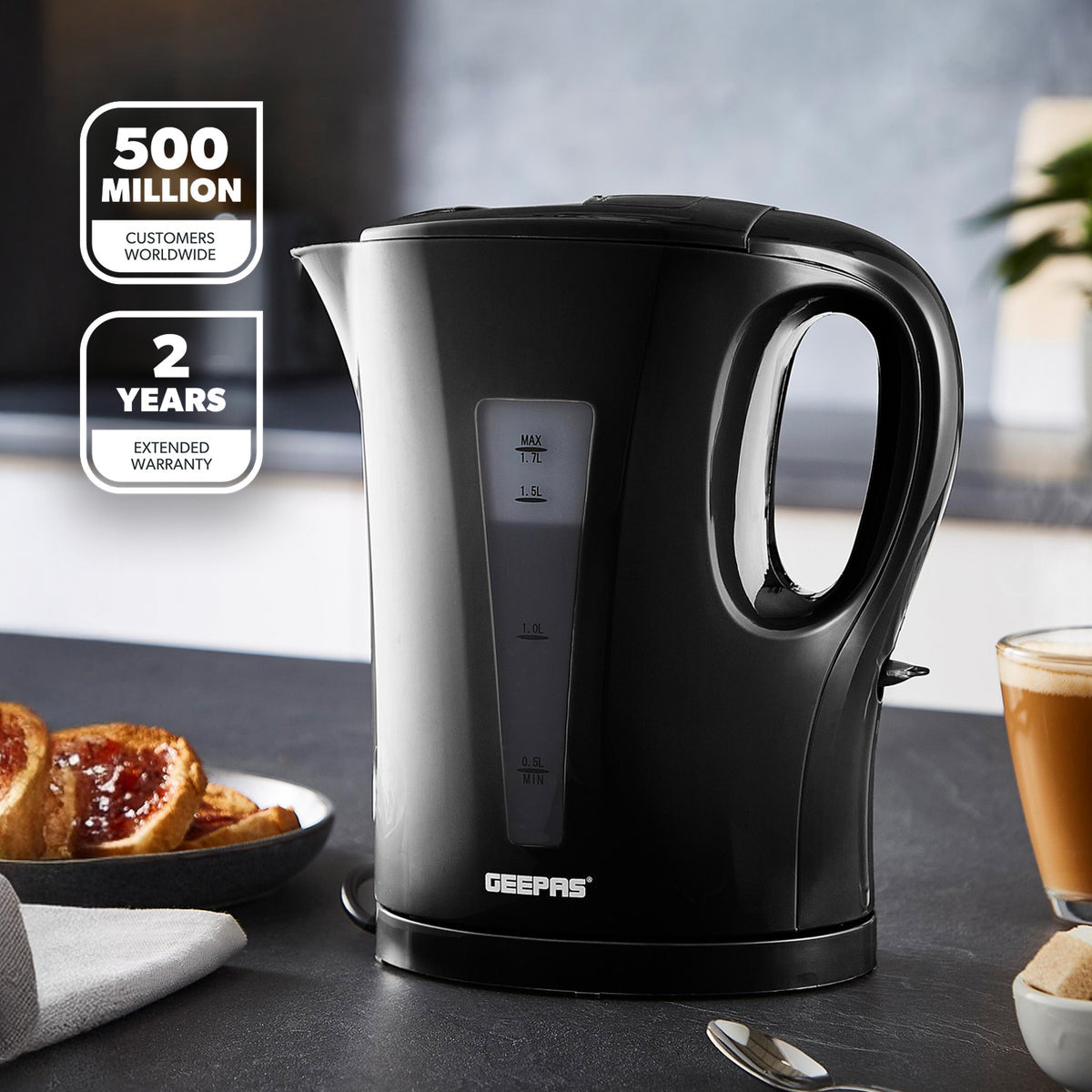 1.7L RED CORDLESS ELECTRIC RAPID-BOIL KETTLE 2200W