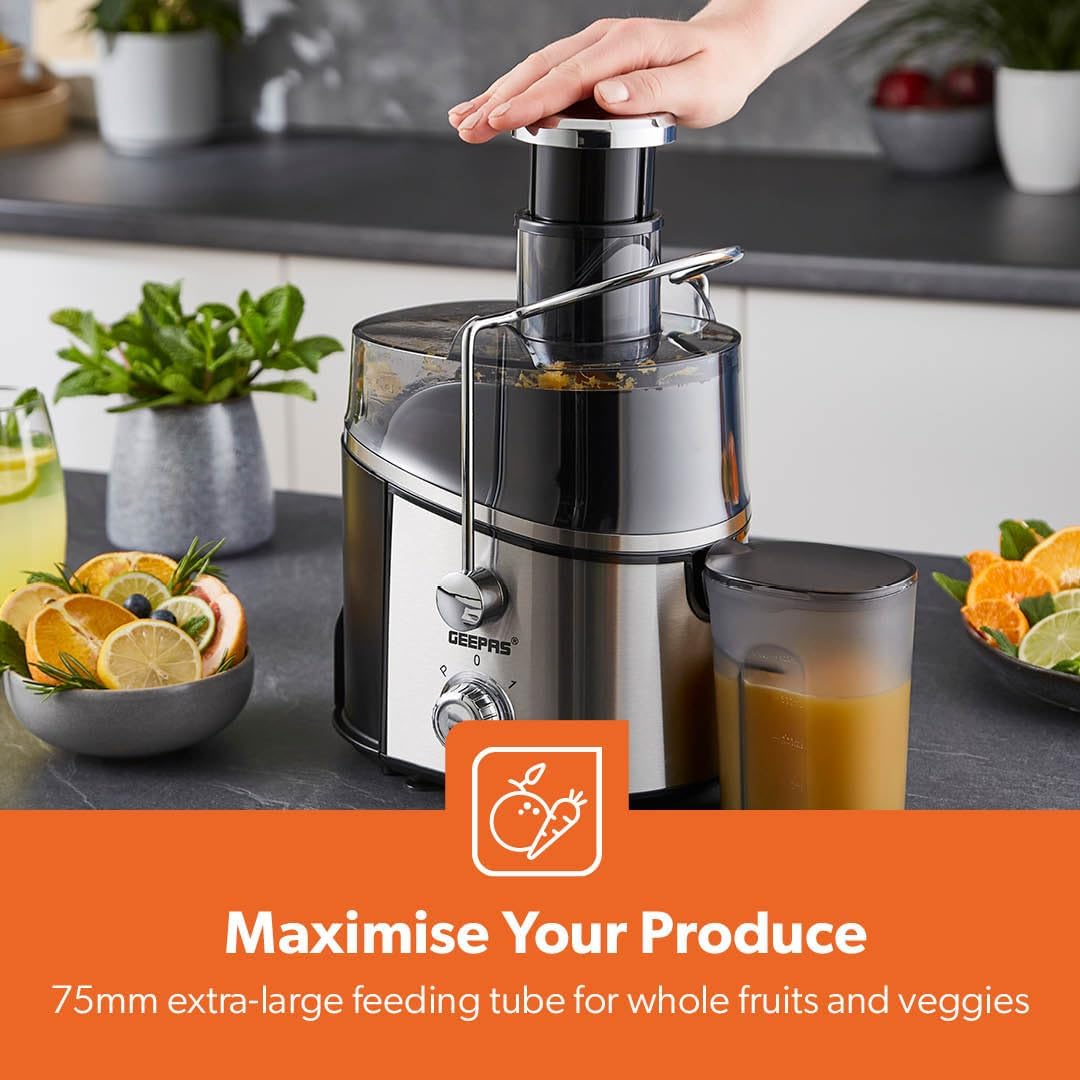 Geepas 600W Juice Extractor – Centrifugal Juicer with Wide Mouth & Extra Filter