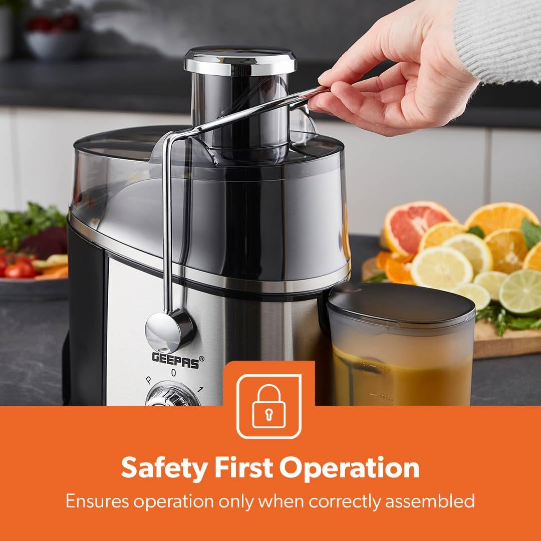 Geepas 600W Juice Extractor – Centrifugal Juicer with Wide Mouth & Extra Filter