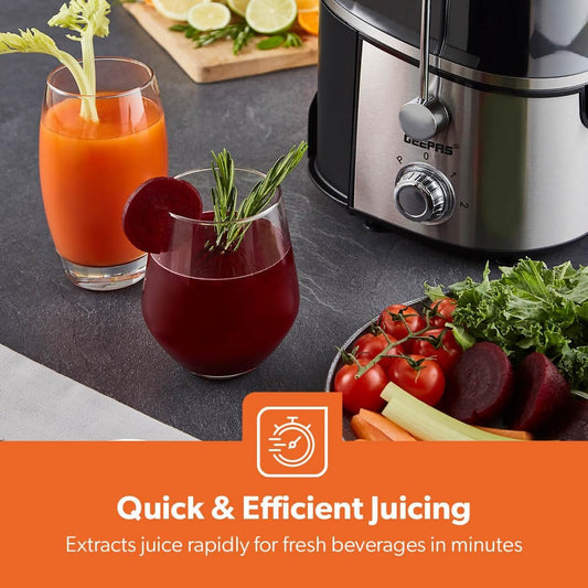 Geepas 600W Juice Extractor – Centrifugal Juicer with Wide Mouth & Extra Filter