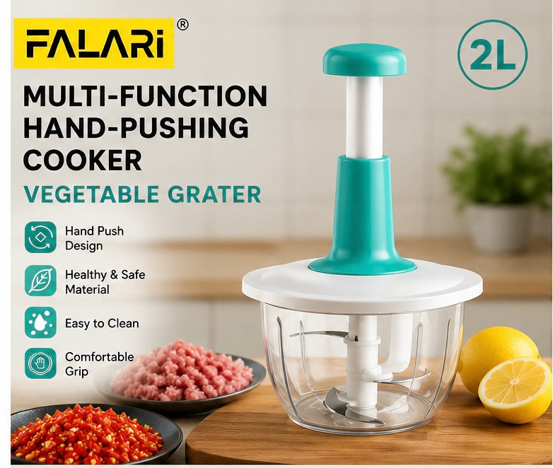 FALARI 2L Multi-Function Hand Push Vegetable Chopper & Food Processor