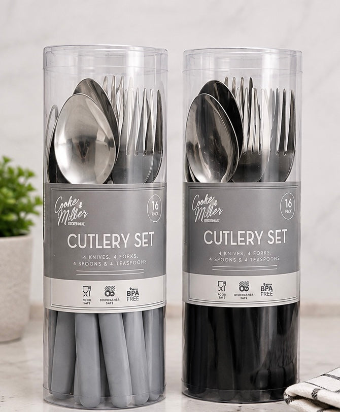 Cooke & Miller 16 Piece Cutlery Set – Grey Handles