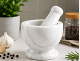 White Marble Pestle & Mortar Set – 13cm Natural Stone Herb & Spice Grinder