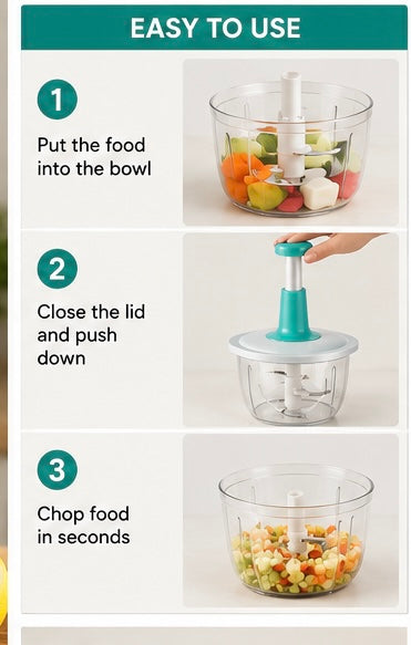 FALARI 2L Multi-Function Hand Push Vegetable Chopper & Food Processor