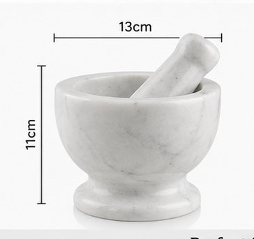 White Marble Pestle & Mortar Set – 13cm Natural Stone Herb & Spice Grinder