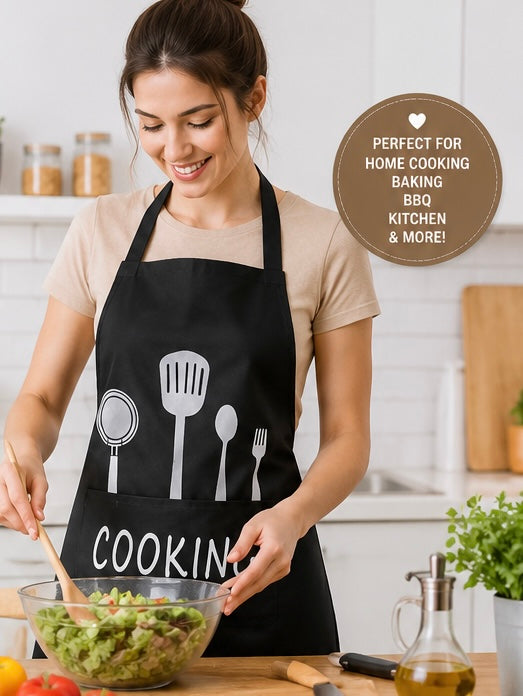 Cooking Kitchen Apron with Front Pocket | Adjustable Chef Apron for Cooking, Baking & BBQ