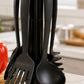 7 Piece Black Nylon Kitchen Utensil Set with Rotating Stand