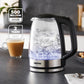 1.7L Black Rapid Boil Glass Electric Kettle – LED Indicator, 1500W Fast Boiling