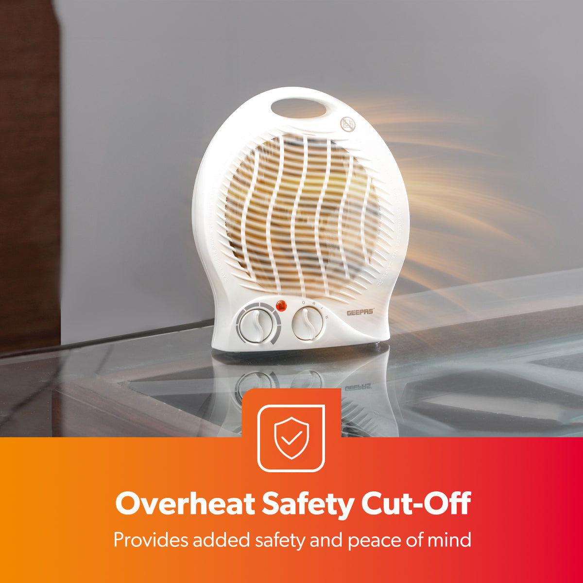 Geepas 2000W Portable Fan Heater – 2 Heat Settings, Fast & Adjustable Heating
