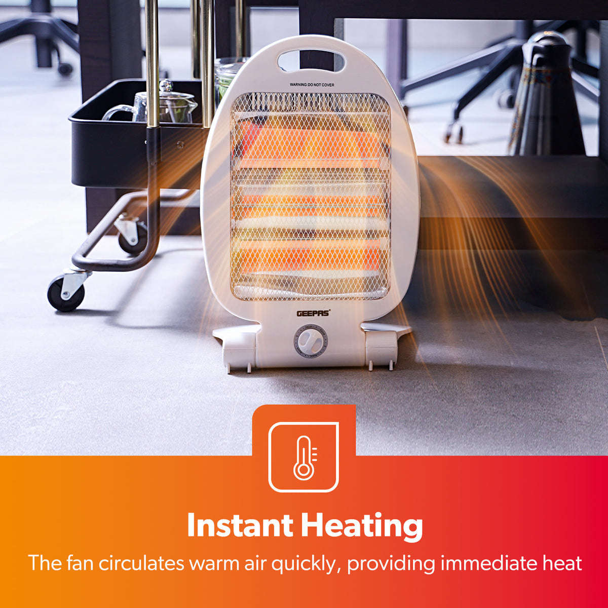 800W PORTABLE ENERGY EFFICIENT QUARTZ HALOGEN HEATER