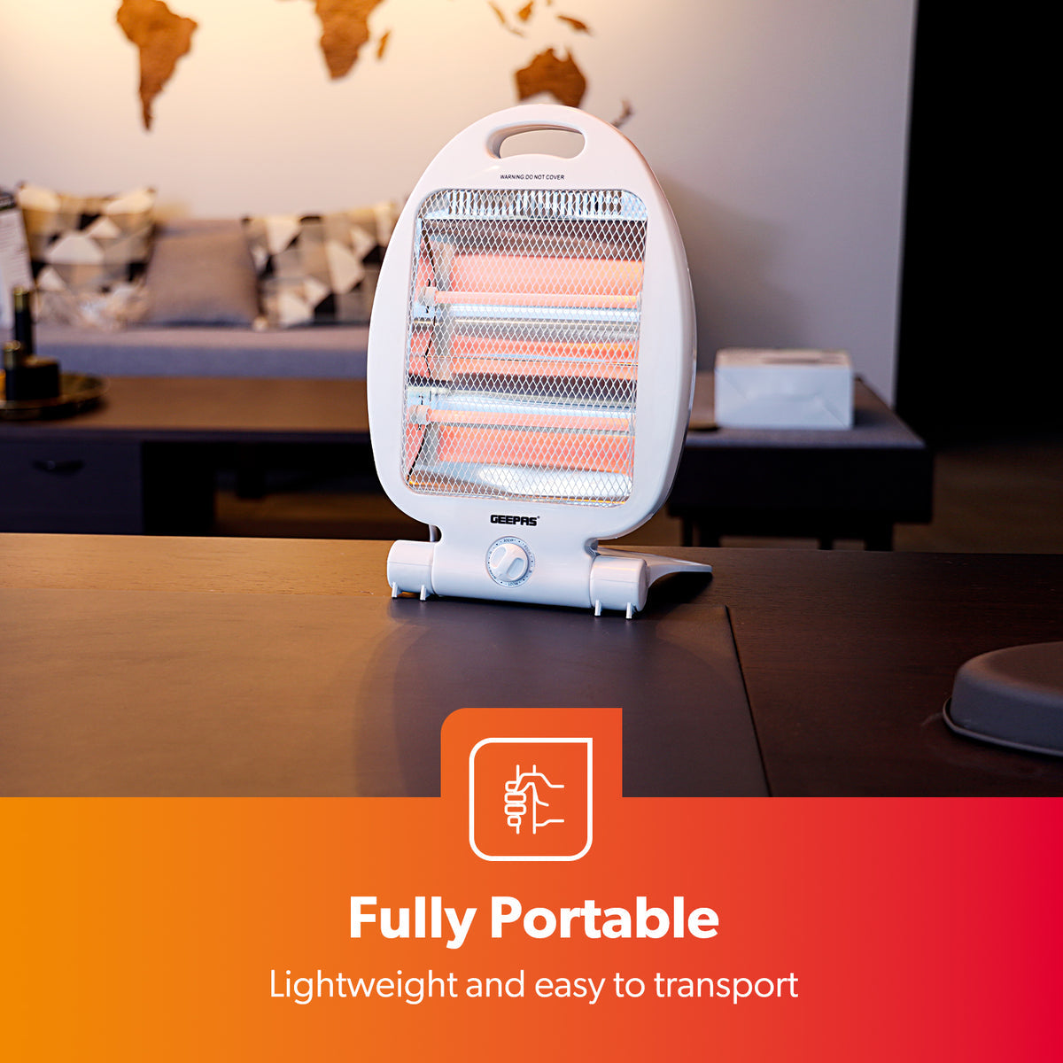 800W PORTABLE ENERGY EFFICIENT QUARTZ HALOGEN HEATER