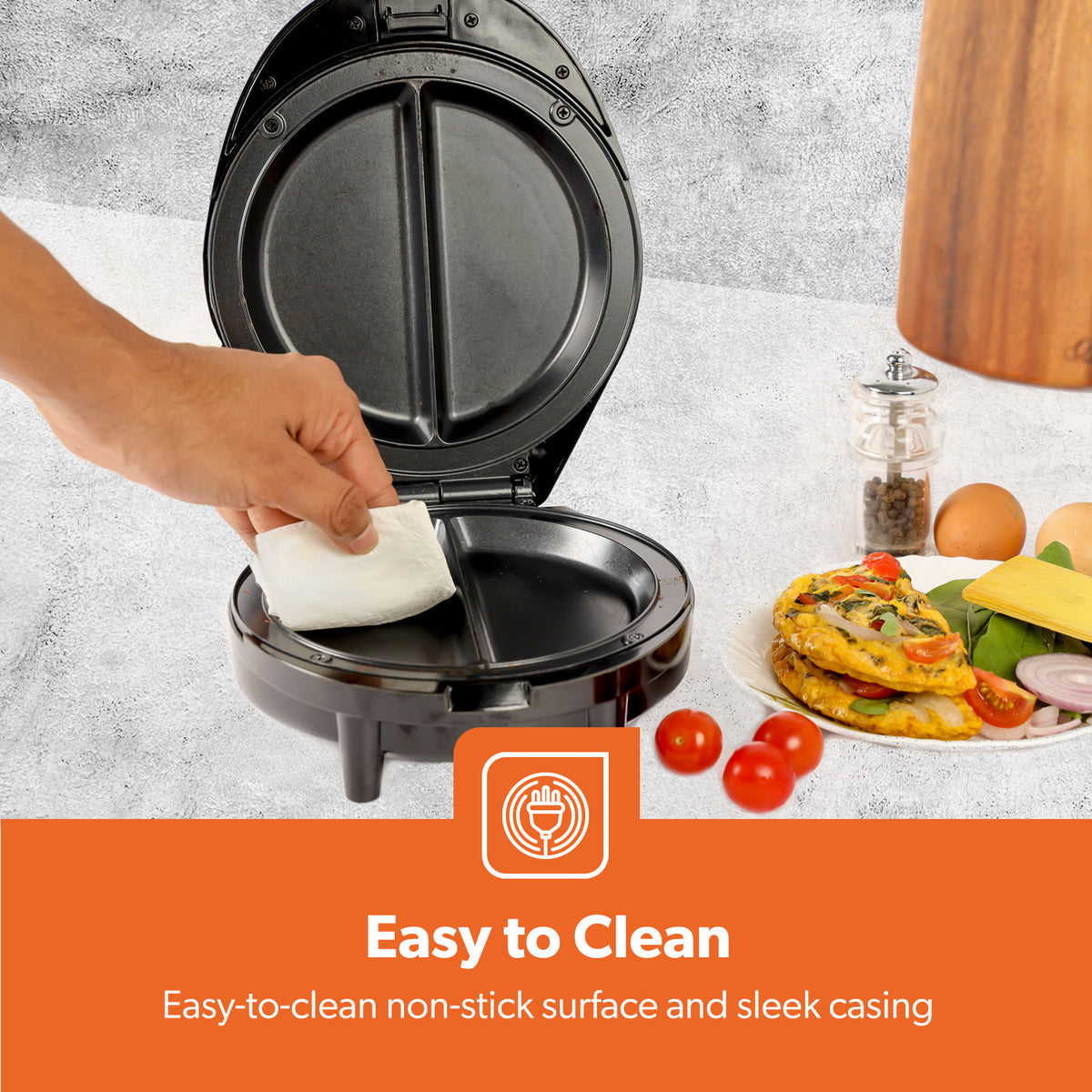 700W STAINLESS STEEL NON-STICK ELECTRIC OMELETTE MAKER
