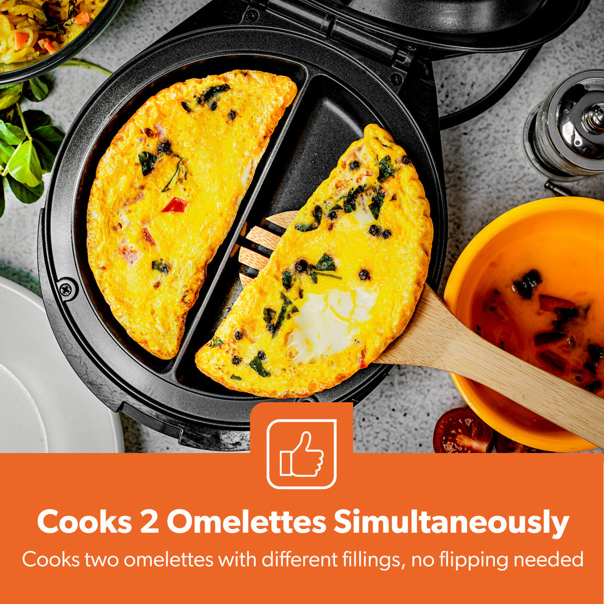 700W STAINLESS STEEL NON-STICK ELECTRIC OMELETTE MAKER