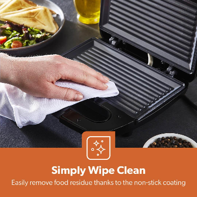 2-SLICE NON-STICK PANINI SANDWICH TOASTING PRESS & GRILL