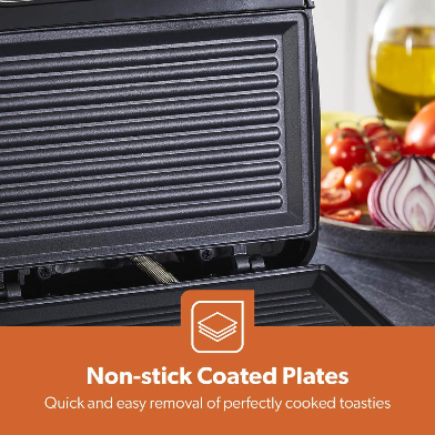 2-SLICE NON-STICK PANINI SANDWICH TOASTING PRESS & GRILL