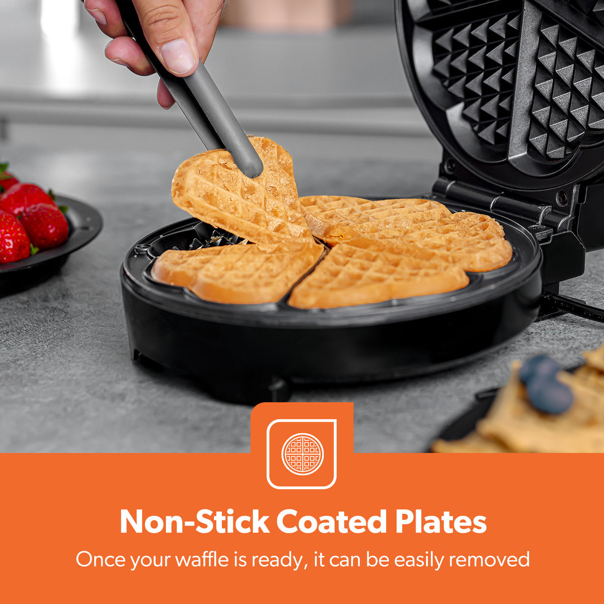 5-SLICE HEART SHAPED NON-STICK BELGIAN WAFFLE MAKER