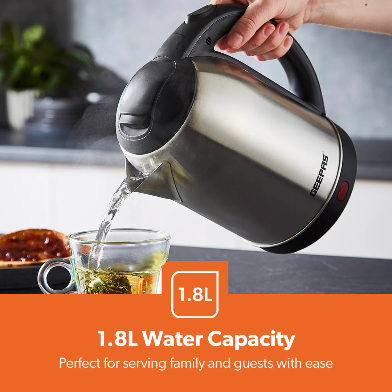 1.8L CORDLESS STAINLESS STEEL ELECTRIC KETTLE, 1800W FAST BOIL