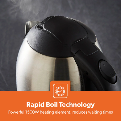 1.8L CORDLESS STAINLESS STEEL ELECTRIC KETTLE, 1800W FAST BOIL