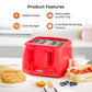 FAMILY-SIZE RED 4-SLICE TOASTER WITH 6-STEP BROWNING CONTROL