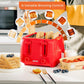 FAMILY-SIZE RED 4-SLICE TOASTER WITH 6-STEP BROWNING CONTROL