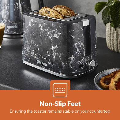 BLACK 1.7L CORDLESS KETTLE & 2-SLICE BREAD TOASTER COMBO
