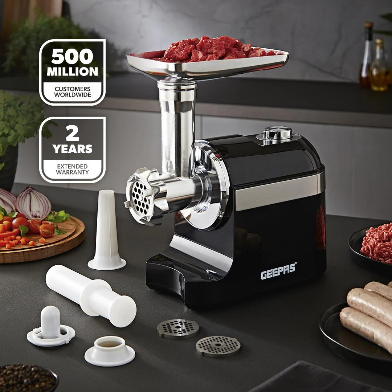 BLACK AND SILVER ELECTRIC MEAT GRINDER AND MINCER 1800W