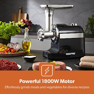 BLACK AND SILVER ELECTRIC MEAT GRINDER AND MINCER 1800W