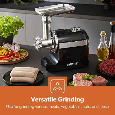 BLACK AND SILVER ELECTRIC MEAT GRINDER AND MINCER 1800W
