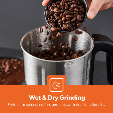 600W STAINLESS STEEL ELECTRIC WET & DRY MIXER GRINDER