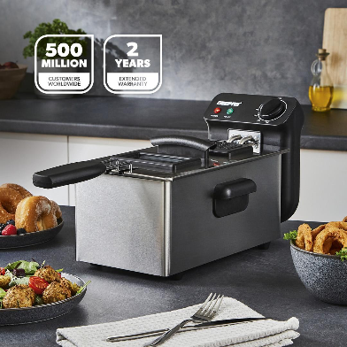 3L STAINLESS STEEL DEEP FAT FRYER WITH VIEWING WINDOW