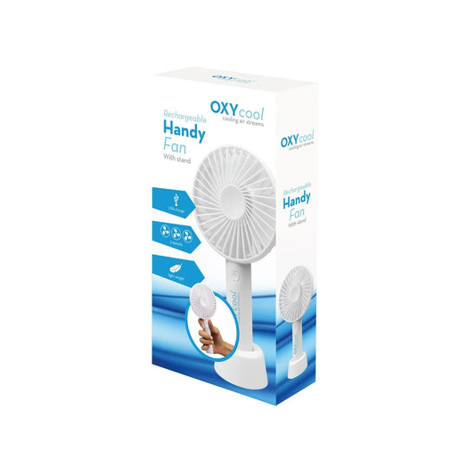 OXYcool Rechargeable Handy Fan with Stand – USB Portable Fan