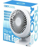 OXYcool Rechargeable Clip-On Tilt Fan – USB Portable Fan with 3 Speeds