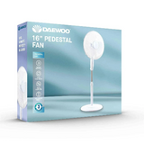 Daewoo 16” Pedestal Fan – 3 Speed Adjustable Standing Fan (White)