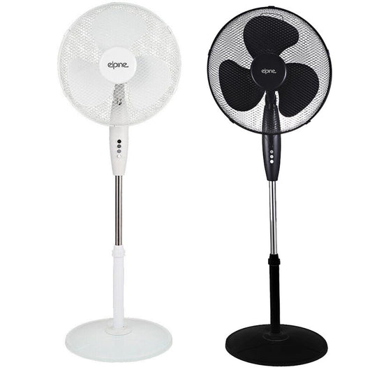 Elpine 16” Pedestal Fan – Adjustable Oscillating Standing Fan (White & Black)