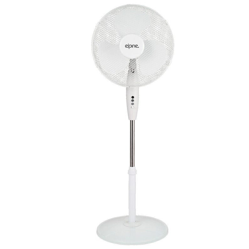 Elpine 16” Pedestal Fan – Adjustable Oscillating Standing Fan (White & Black)