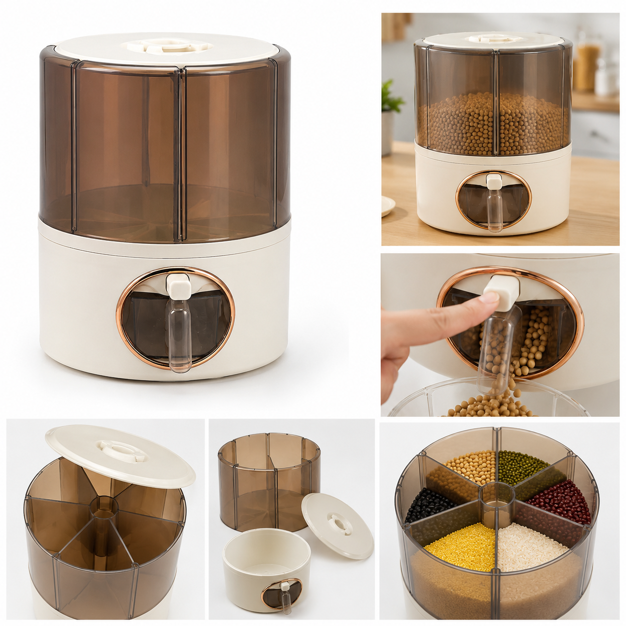 6–10L Rotating Dry Food Storage Dispenser – Airtight Grain & Cereal Organiser