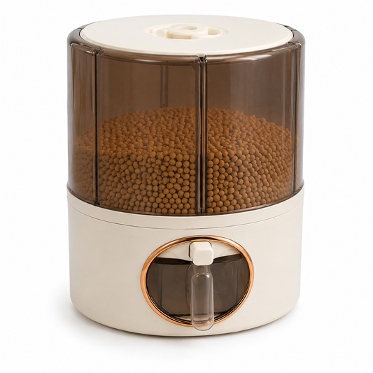 6–10L Rotating Dry Food Storage Dispenser – Airtight Grain & Cereal Organiser