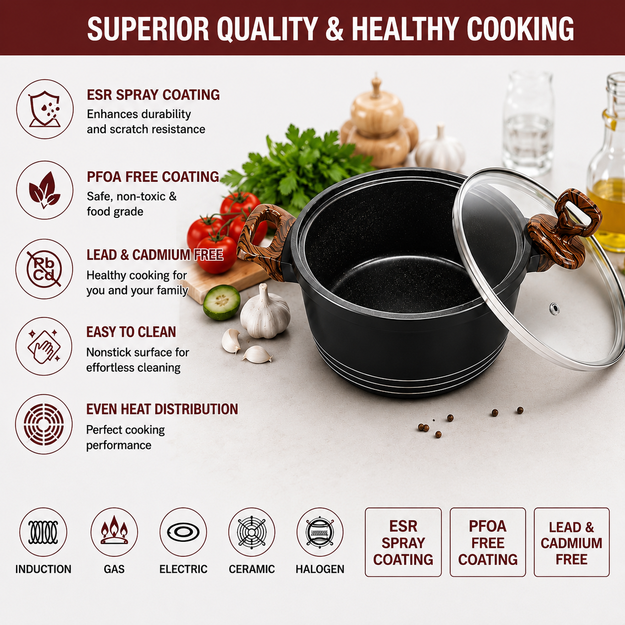 10-Piece Non-Stick Casserole Cookware Set with Glass Lids