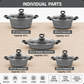 🍳 10-Piece Granite Non-Stick Cookware Set – Grey