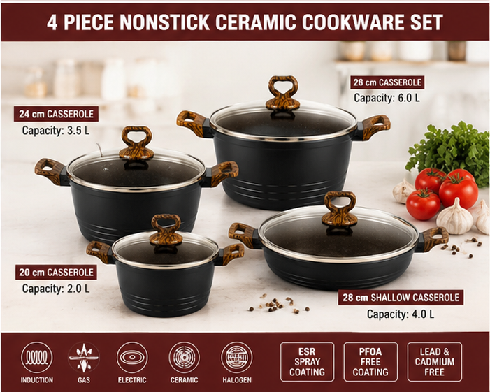 🍳  Premium Non-Stick Ceramic Cookware Set – Black